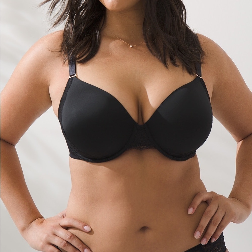 Soma Vanishing 360 Perfect Coverage Bra Lace Trim Size 42D Black Back Closure